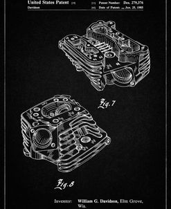 PP870-Vintage Black Harley Davidson Engine Head Patent Poster