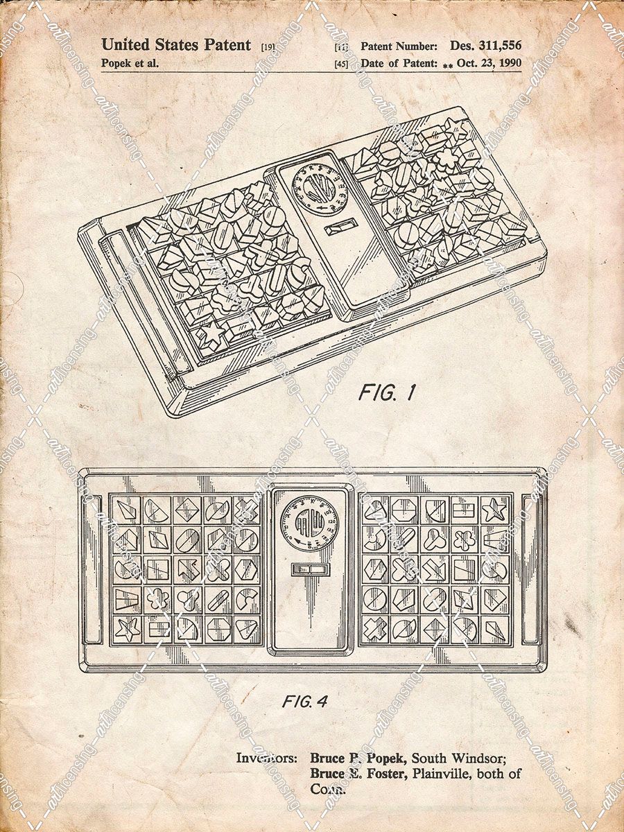 PP872-Vintage Parchment Hasbro Concept Game Patent Poster