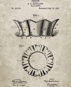 PP874-Sandstone Haviland Salad Bowl 1893 Patent Poster