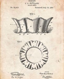 PP874-Vintage Parchment Haviland Salad Bowl 1893 Patent Poster