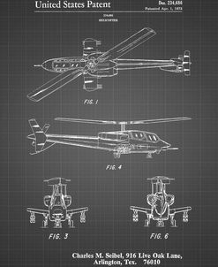 PP876-Black Grid Helicopter Patent Print