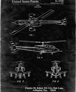 PP876-Black Grunge Helicopter Patent Print