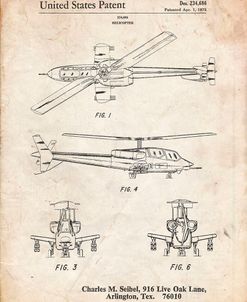 PP876-Vintage Parchment Helicopter Patent Print