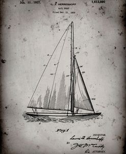 PP878-Faded Grey Herreshoff R 40′ Gamecock Racing Sailboat Patent Poster
