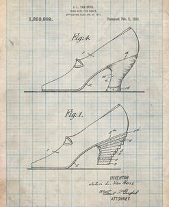 PP879-Antique Grid Parchment High Heel Shoes 1919 Patent Poster