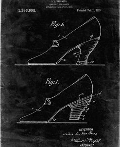 PP879-Black Grunge High Heel Shoes 1919 Patent Poster