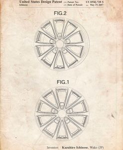 PP881-Vintage Parchment Honda Car Wheel Patent Poster