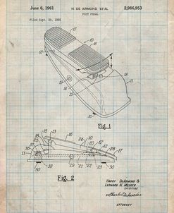 PP883-Antique Grid Parchment Horace N Rowe Wah Pedal Patent Poster
