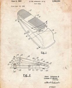 PP883-Vintage Parchment Horace N Rowe Wah Pedal Patent Poster