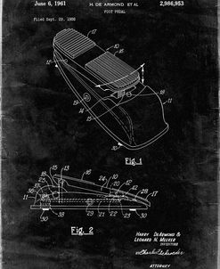 PP883-Black Grunge Horace N Rowe Wah Pedal Patent Poster