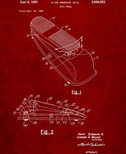 PP883-Burgundy Horace N Rowe Wah Pedal Patent Poster