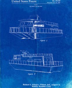 PP884-Faded Blueprint Houseboat Patent Poster