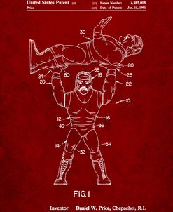 PP885-Burgundy Hulk Hogan Wrestling Action Figure Patent Poster