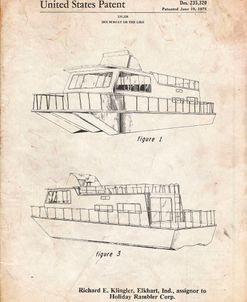 PP884-Vintage Parchment Houseboat Patent Poster