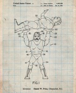 PP885-Antique Grid Parchment Hulk Hogan Wrestling Action Figure Patent Poster