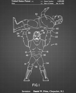 PP885-Black Grid Hulk Hogan Wrestling Action Figure Patent Poster