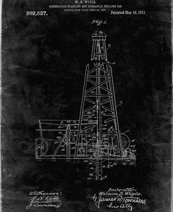 PP886-Black Grunge Hydraulic Drilling Rig Patent Poster
