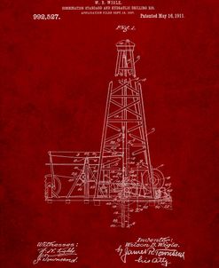 PP886-Burgundy Hydraulic Drilling Rig Patent Poster