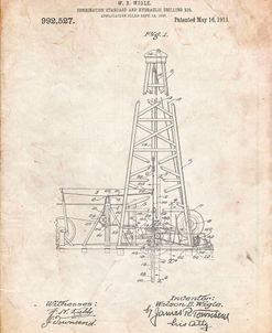 PP886-Vintage Parchment Hydraulic Drilling Rig Patent Poster