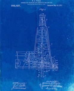 PP886-Faded Blueprint Hydraulic Drilling Rig Patent Poster