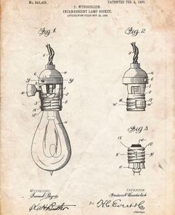 PP890-Vintage Parchment Incandescent Lamp Socket Patent Poster