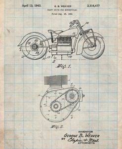 PP892-Antique Grid Parchment Indian Motorcycle Drive Shaft Patent Poster