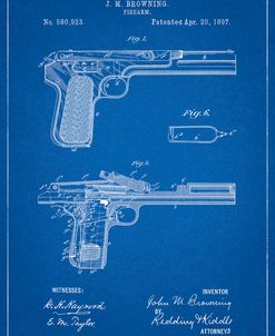 PP894-Blueprint J.M. Browning Pistol Patent Poster