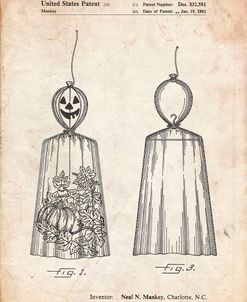 PP895-Vintage Parchment Jack O’Lantern Patent Poster