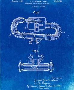 PP896-Faded Blueprint Jacques Cousteau Diving Mouthpiece Patent Poster
