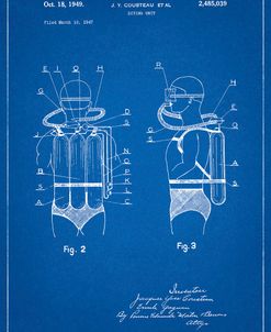 PP897-Blueprint Jacques Cousteau Diving Suit Patent Poster