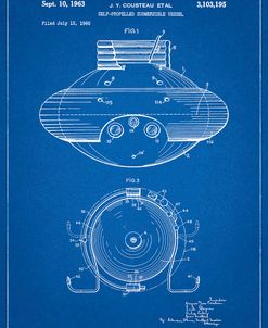 PP898-Blueprint Jacques Cousteau Submersible Vessel Patent Poster