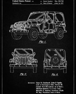 PP899-Vintage Black Jeep Wrangler 1997 Patent Poster
