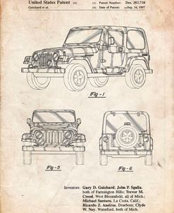 PP899-Vintage Parchment Jeep Wrangler 1997 Patent Poster