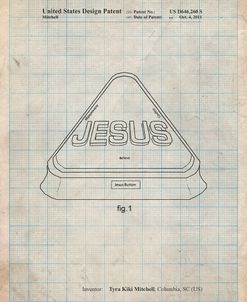 PP900-Antique Grid Parchment Jesus Button Poster