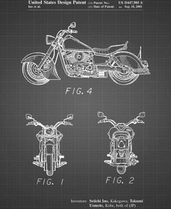 PP901-Black Grid Kawasaki Motorcycle Patent Poster