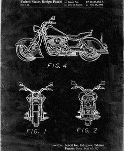 PP901-Black Grunge Kawasaki Motorcycle Patent Poster