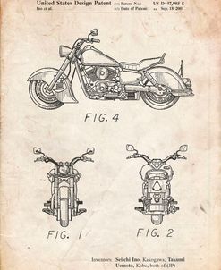 PP901-Vintage Parchment Kawasaki Motorcycle Patent Poster