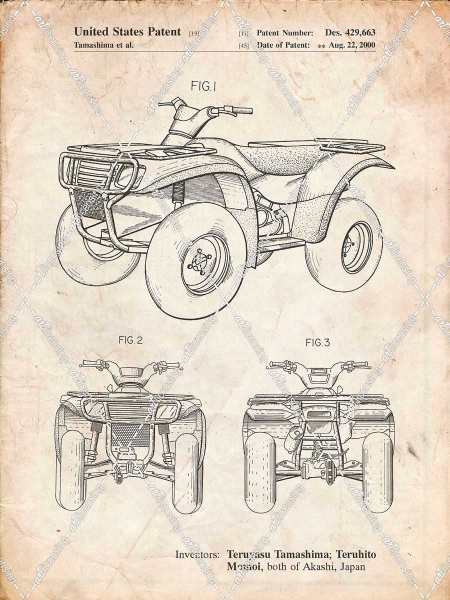 PP902-Vintage Parchment Kawasaki Prairie Patent Poster