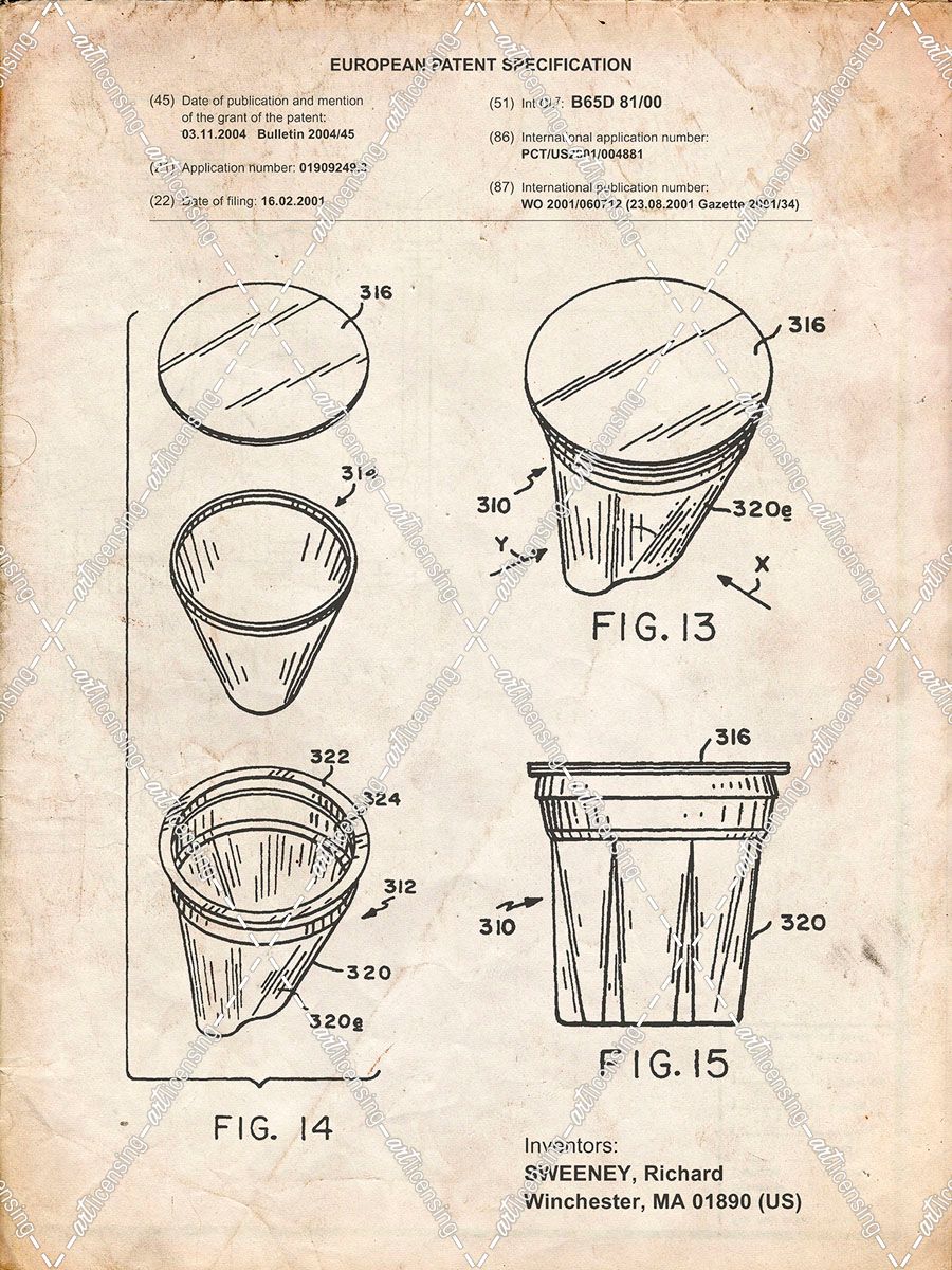 PP904-Vintage Parchment Keurig Cartridge Coffee Patent Poster