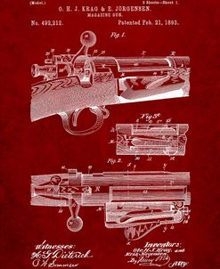 PP913-Burgundy Krag JÃrgensen Repeating Rifle Patent Print