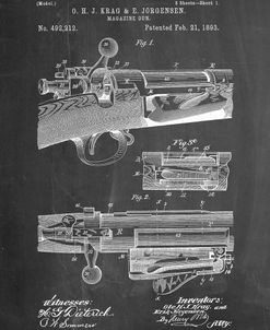 PP913-Chalkboard Krag JÃrgensen Repeating Rifle Patent Print