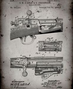 PP913-Faded Grey Krag JÃrgensen Repeating Rifle Patent Print
