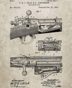 PP913-Sandstone Krag JÃrgensen Repeating Rifle Patent Print