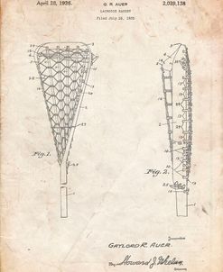 PP914-Vintage Parchment Lacrosse Stick 1935 Paten Poster