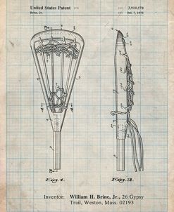 PP915-Antique Grid Parchment Lacrosse Stick 1936 Patent Poster