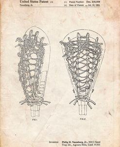 PP916-Vintage Parchment Lacrosse Stick Patent Poster