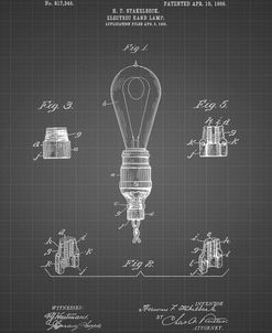 PP917-Black Grid Large Filament Light Bulb Patent Poster