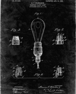 PP917-Black Grunge Large Filament Light Bulb Patent Poster