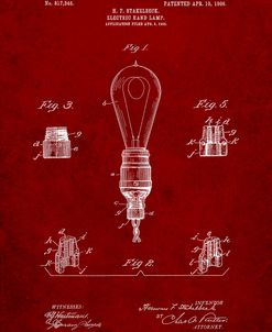 PP917-Burgundy Large Filament Light Bulb Patent Poster