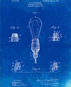 PP917-Faded Blueprint Large Filament Light Bulb Patent Poster